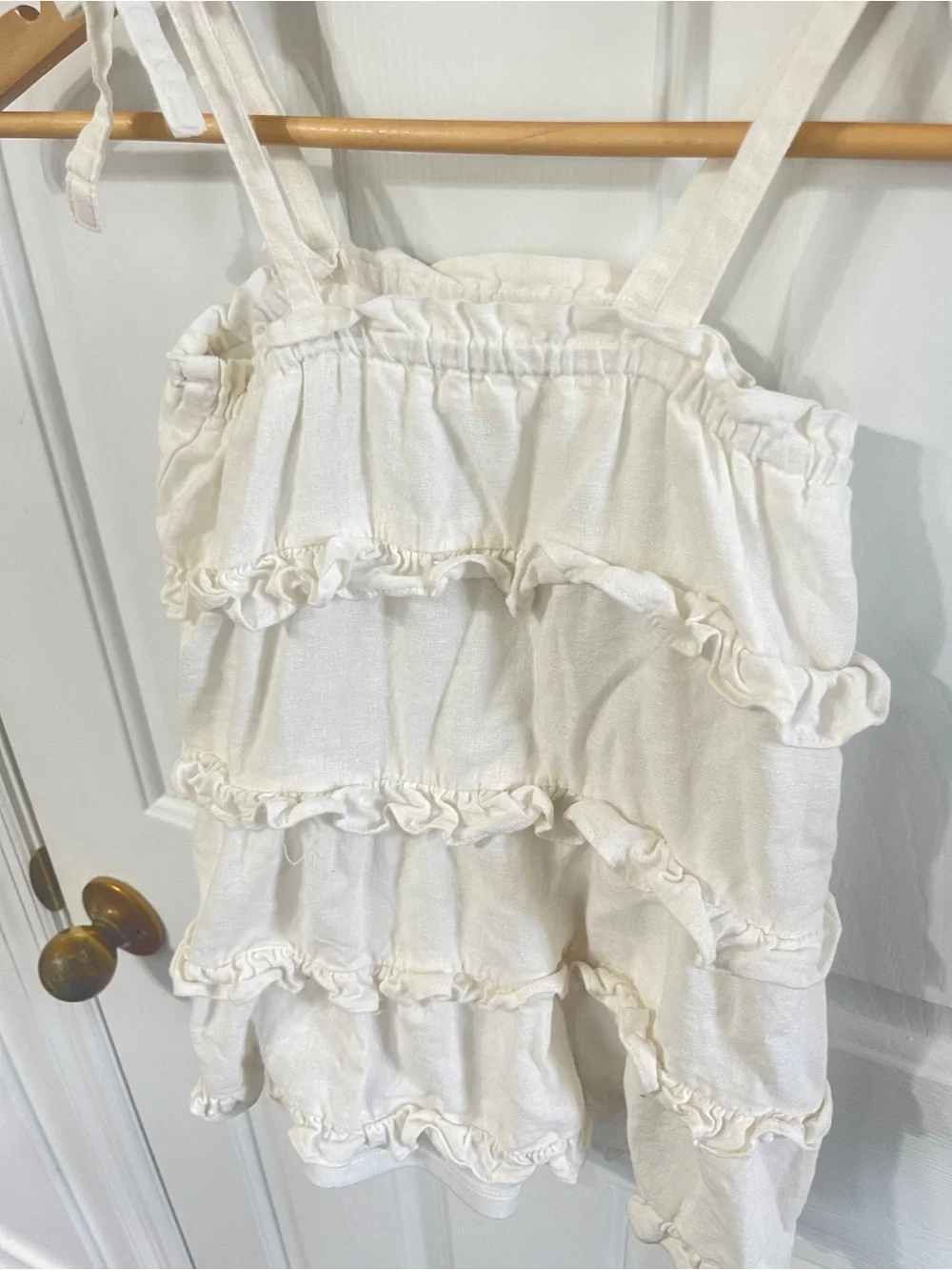 52seven littles Dress Size 4T White Linen Tiered Ruffle Sundress Beach